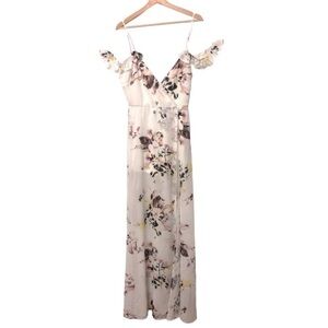 BANJUL Floral Maxi Dress NWOT Cottagecore Adjustable Straps Drop Ruffle Size M